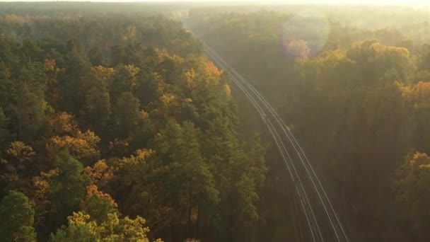 Pomalý pohyb kamery přes lety, které jdou na horizont, kde stoupá slunce — Stock video