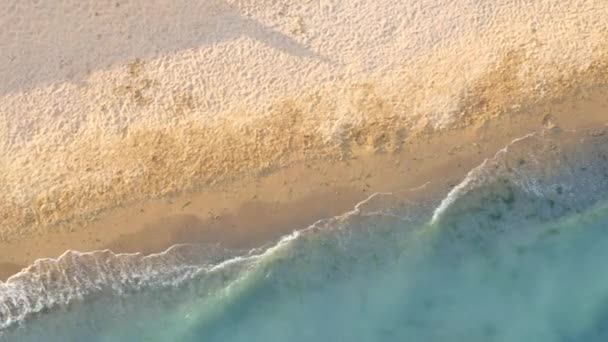 Praia limpa com água azul, vista aérea . — Vídeo de Stock