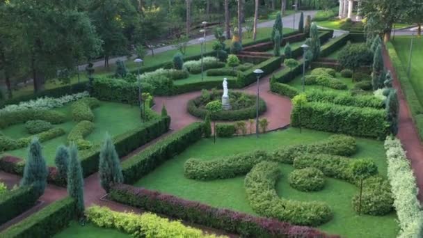 French garden in central Buchan city park of topiary art. — Stock Video