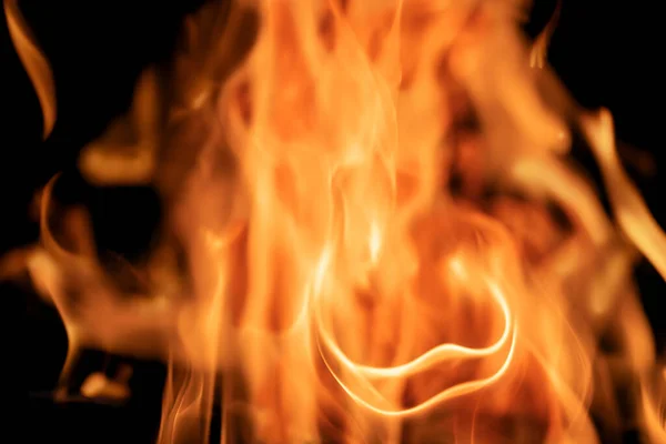 Textura Alta Calidad Fuego Llama Explosión Sobre Fondo Negro Primer — Foto de Stock