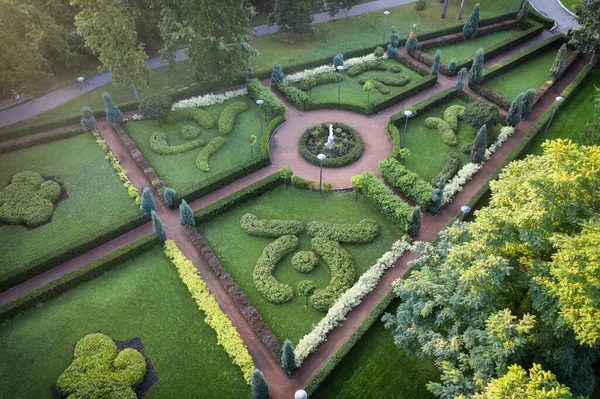 Trädgård Fransk Stil Flygfoto Staden Bucha Central Park — Stockfoto