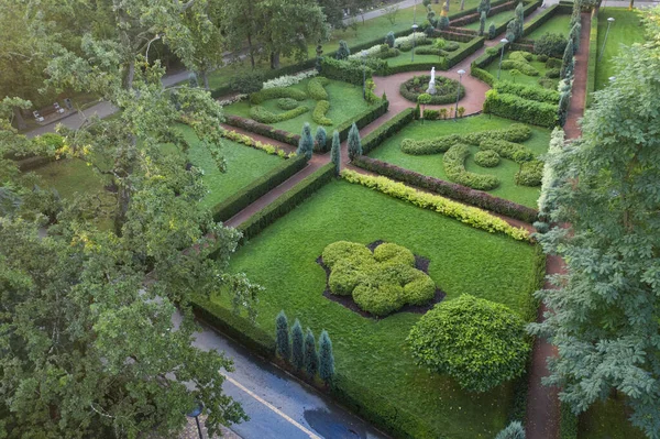 Giardino Stile Francese Vista Aerea Città Bucha Central Park — Foto Stock