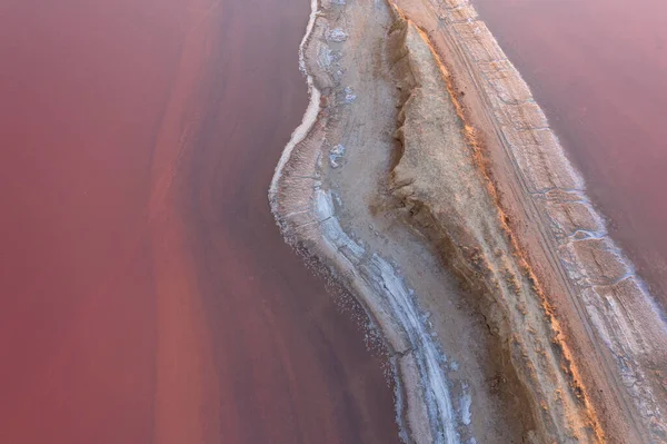 Vitt Salt Stranden Pink Island Lemuriasjön Ukraina — Stockfoto