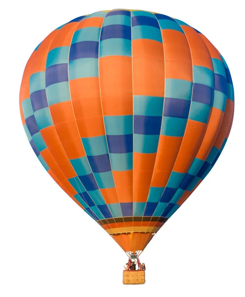 Balon Gorące Powietrze Pomarańczowy Niebieski Izolowany Białym Tle — Zdjęcie stockowe