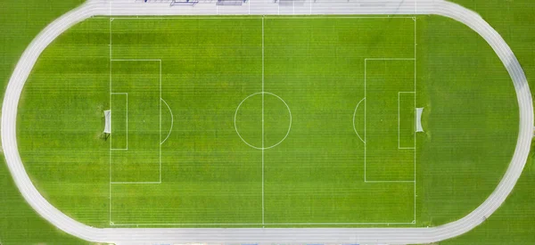Grünes Großes Leeres Fußballfeld Von Oben — Stockfoto