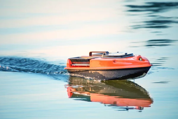 Pequeño Barco Controlado Por Radio Para Pesca Dron Puede Detectar — Foto de Stock