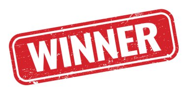 WINNER kırmızı dikdörtgen damgası.