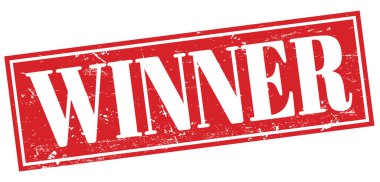 WINNER kırmızı dikdörtgen damgası.