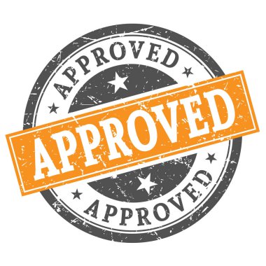 Onaylanmış turuncu siyah yuvarlak damga.