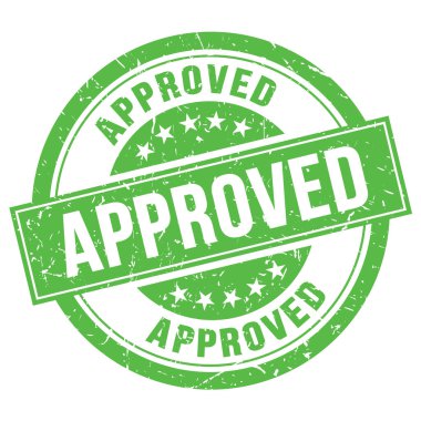 Onaylanmış yeşil kauçuk damga.