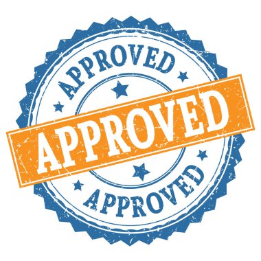 Onaylanmış turuncu mavi yuvarlak damga.