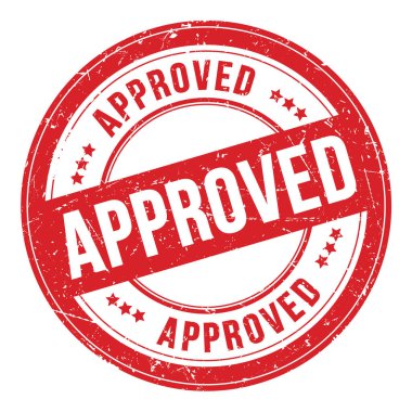 Onaylanmış kırmızı yuvarlak damga.
