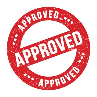 Onaylanmış kırmızı yuvarlak damga.