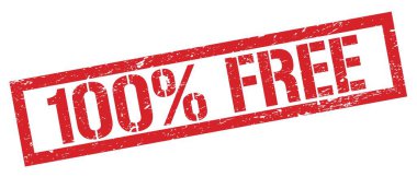 % 100 özgür kırmızı grungy dikdörtgen mühür işareti.