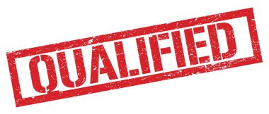 Kalifiye kırmızı grungy dikdörtgen mühür işareti.