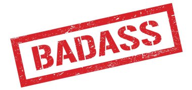 BADASS kırmızı kirli dikdörtgen mühür işareti.