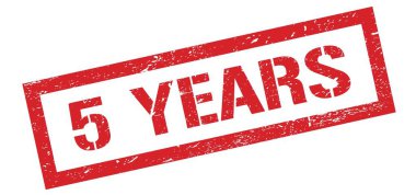 5 YIL Kırmızı Pis Dikdörtgen Pul İşareti.