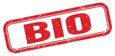 BIO kırmızı grungy dikdörtgen pul işareti.