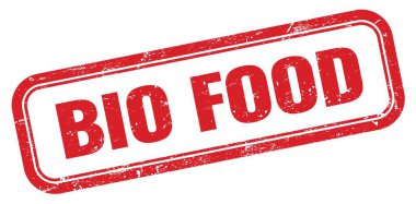 BIO Gıda kırmızı grungy dikdörtgen mühür işareti.