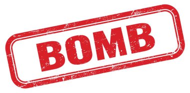 BOMB kırmızı grungy dikdörtgen pul işareti.