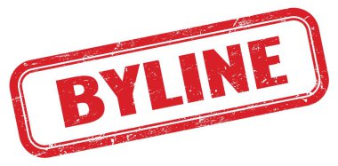 BYLINE kırmızı grungy dikdörtgen mühür işareti.