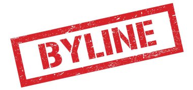 BYLINE kırmızı grungy dikdörtgen mühür işareti.