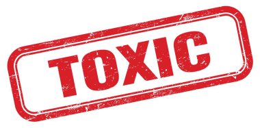 TOXIC kırmızı grungy dikdörtgen mühür işareti.