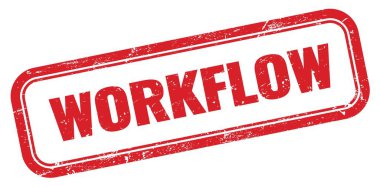 WorkFLOW kırmızı grungy dikdörtgen mühür işareti.