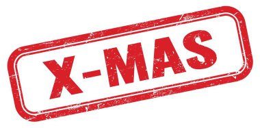 X-MAS kırmızı grungy dikdörtgen pul işareti.