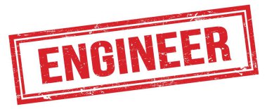 ENGINEER kırmızı grungy dikdörtgen mühür işareti.