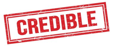 CREDIBLE kırmızı grungy dikdörtgen mühür işareti.