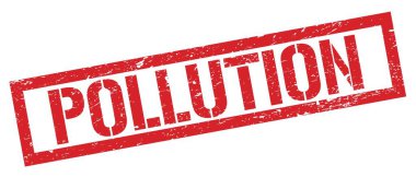 POLUTION kırmızı grungy dikdörtgen mühür işareti.
