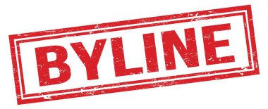 BYLINE kırmızı grungy dikdörtgen mühür işareti.