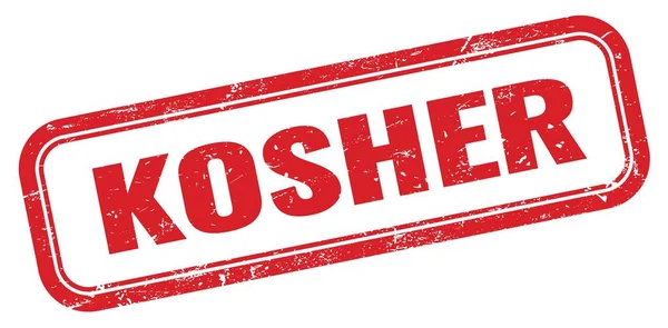 Kosher Czerwony Grungy Prostokąt Znak Znaczka — Zdjęcie stockowe