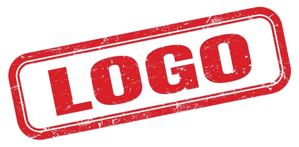 Logo Rood Grungy Rechthoek Stempel Teken — Stockfoto