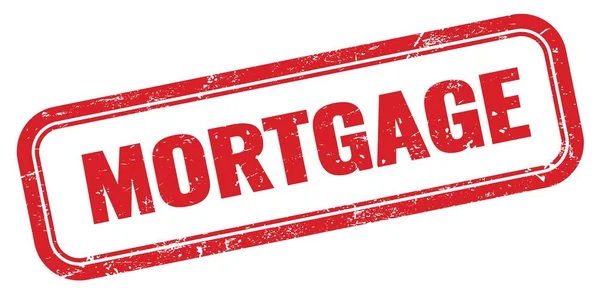 Mortgage Piros Grungy Téglalap Bélyegző Tábla — Stock Fotó