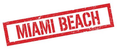 MIAMI BEACH Kırmızı grungy dikdörtgen mühür işareti.