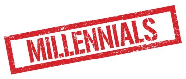 MILLENNIALS kırmızı grungy dikdörtgen mühür işareti.