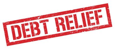 DEBT RELIEF kırmızı grungy dikdörtgen mühür işareti.