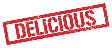 DELICIOUS kırmızı grungy dikdörtgen mühür işareti.