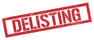 DELISTING kırmızı grungy dikdörtgen mühür işareti.