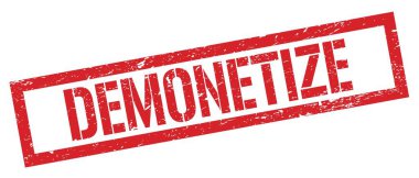 DEMONETIZE kırmızı grungy dikdörtgen mühür işareti.