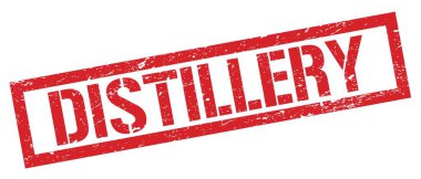DİSTILLERY kırmızı grungy dikdörtgen mühür işareti.