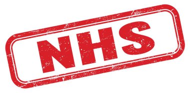 NHS kırmızı grungy dikdörtgen pul işareti.