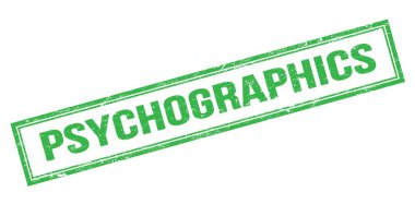 PSYCHOGRAPHICS yeşil grungy dikdörtgen mühür işareti.