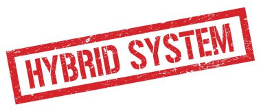 HYBRID SİSTEM Kırmızı grungy dikdörtgen mühür işareti.