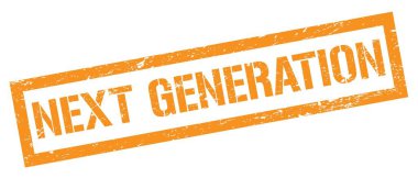 Sonraki GENERASYON Turuncu grungy dikdörtgen mühür işareti.