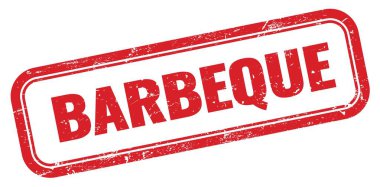 BARBEQUE kırmızı grungy dikdörtgen mühür işareti.