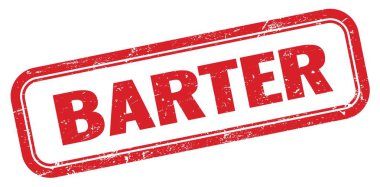 BARTER kırmızı grungy dikdörtgen mühür işareti.