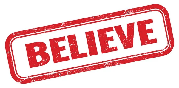 BELIEVE kırmızı grungy dikdörtgen mühür işareti.